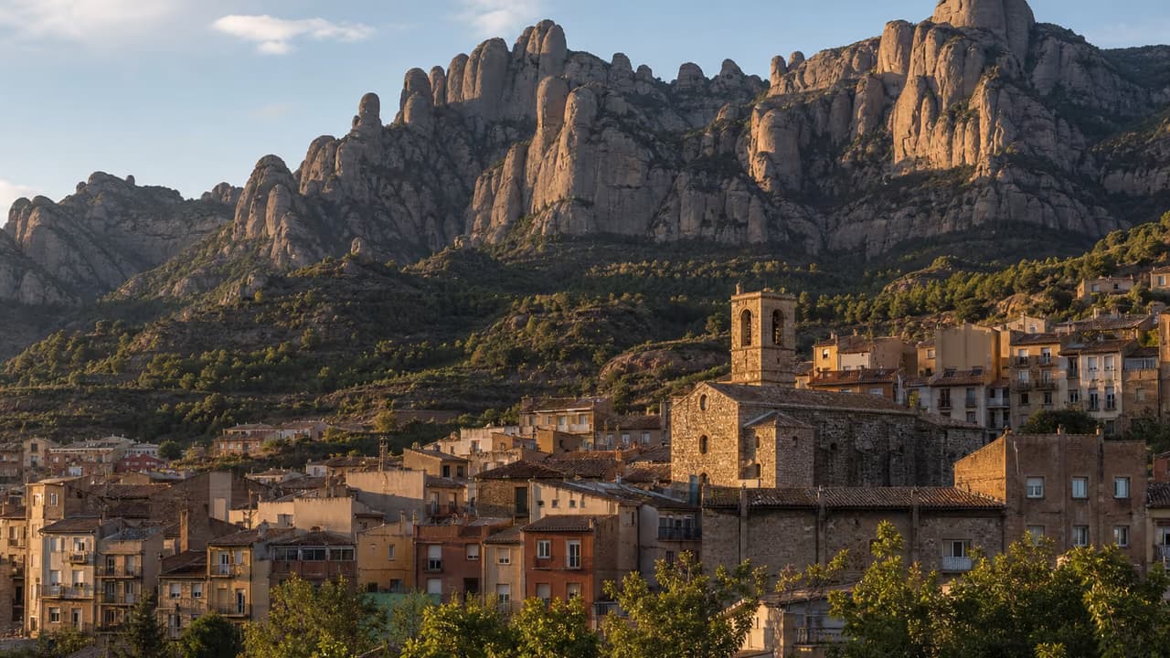 Vista ilustrativa de Monistrol de Montserrat bajo la montaña